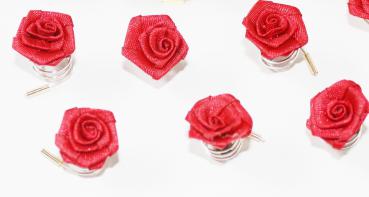 Haarschmuck - 6 Haarspiralen Curlies mit roten Rosen - Brautschmuck