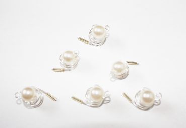 Haarschmuck - 6 Haarspiralen Curlies mit  Perlen in der Farbe beige - Brautschmuck