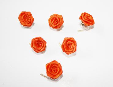 Haarschmuck - 6 Haarspiralen Curlies mit orangen Rosen - Brautschmuck