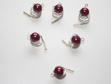 Haarschmuck - 6 Haarspiralen Curlies mit  Perlen in der Farbe weinrot - Brautschmuck