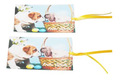 Lesezeichen Frohe Ostern - Hund und Hase