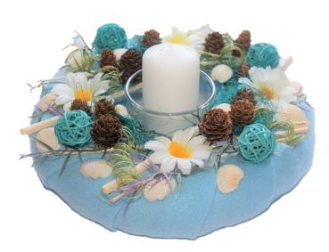 Windlicht - Tischlicht - Blumen Muscheln Zapfen