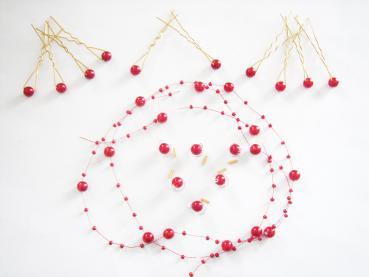 Sparset - 17 teilig - Haarnadeln Curlies Perlengirlande Farbe rot