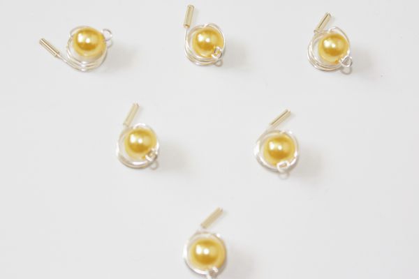 Haarschmuck - 6 Haarspiralen Curlies mit  Perlen in der Farbe aprikot - Brautschmuck