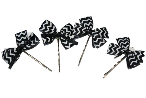 Haarspangen - 4 Haarklemmen mit schwarzer Schleife