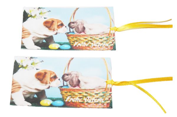 Lesezeichen Frohe Ostern - Hund und Hase