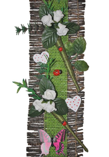 Wanddekoration Blumengesteck mit weissen Rosen