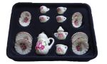 Miniatur - Kaffeeservice - 15 teilig - Puppenhaus Puppenstube Rosen