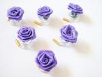 Haarschmuck - 6 Haarspiralen Curlies mit  Rosen in der Farbe lila - Brautschmuck