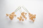 3 goldfarbene Haarnadeln mit Perlen Fb aprikot - Hochzeit Brautschmuck