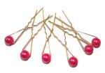 Haarschmuck - 6 goldfarbene Haarnadeln mit Perlen in der Farbe pink