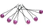 Haarschmuck - 6 schwarze Haarnadeln mit Perlen in der Farbe lila